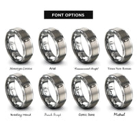 font options for inside engraving on silver cartridge rings