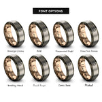 font options for inside engraving on gunmetal & rose gold & silver carved pumpkin stars rings