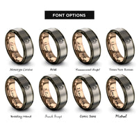 font options for inside engraving on gunmetal & rose gold & silver carved pumpkin stars rings