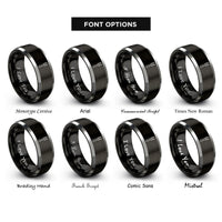 font options for inside engraving on black & grey carving fork rings