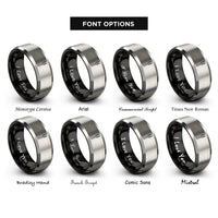 font options for inside engraving on black & gray carving fork rings