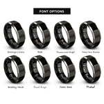 font options for inside engraving on black & grey carving knife rings