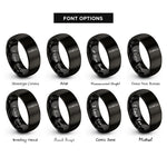 font options for inside engraving on black carving knife rings