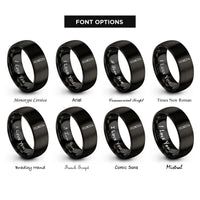 font options for inside engraving on black carving knife rings