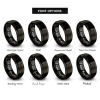 font options for inside engraving on black carving knife rings