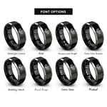 font options for inside engraving on black & grey cash stack rings