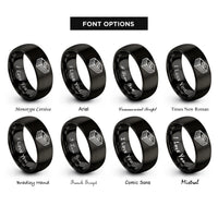 font options for inside engraving on black cash stack rings