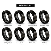 font options for inside engraving on black cash stack rings