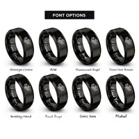 font options for inside engraving on black cash stack rings