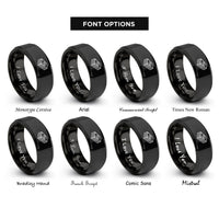 font options for inside engraving on black cash stack rings