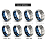 font options for inside engraving on blue & silver cassiopeia rings