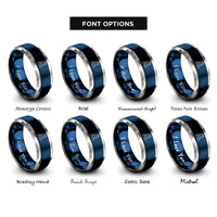 font options for inside engraving on blue & grey cassiopeia rings