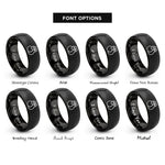 font options for inside engraving on black castanets overlapping pair rings