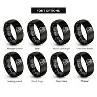 font options for inside engraving on black castanets overlapping pair rings