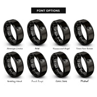 font options for inside engraving on black castanets overlapping pair rings