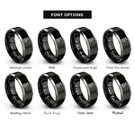 font options for inside engraving on black & silver cat rings
