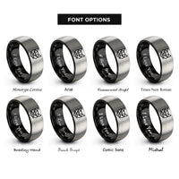 font options for inside engraving on black & gray cat rings