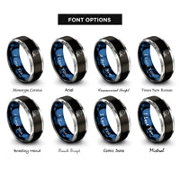 font options for inside engraving on black & blue & silver cat broomstick rings