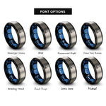 font options for inside engraving on black & blue & gray cat broomstick rings