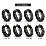 font options for inside engraving on black & silver cat butterflies rings