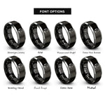 font options for inside engraving on black & grey cat crescent moon rings