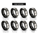 font options for inside engraving on black & gray cat crescent moon rings