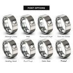font options for inside engraving on gray cat ears circle rings