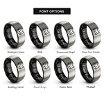 font options for inside engraving on black & grey cat face rings