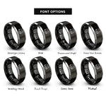 font options for inside engraving on black & gray cat face rings