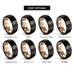 font options for inside engraving on black & rose gold cat fish rings
