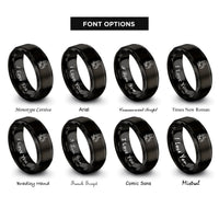 font options for inside engraving on black cat fishbone sitting rings