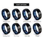 font options for inside engraving on black & blue cat glasses rings