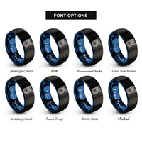font options for inside engraving on black & blue cat glasses rings