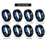font options for inside engraving on black & blue cat glasses rings