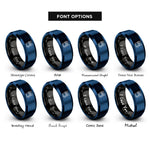 font options for inside engraving on black & blue cat glasses rings