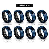 font options for inside engraving on black & blue cat glasses rings