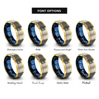 font options for inside engraving on gold & blue & silver cat glasses rings