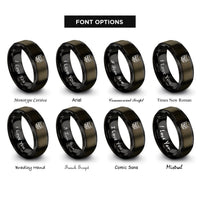 font options for inside engraving on gunmetal & black cat rings