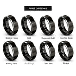 font options for inside engraving on black & gray cat heart rings