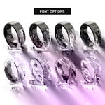 font options for inside engraving on black & silver cat heart rings
