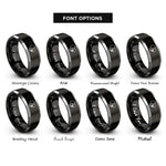 font options for inside engraving on black & grey cat heart rings