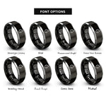 font options for inside engraving on black & grey cat heart rings