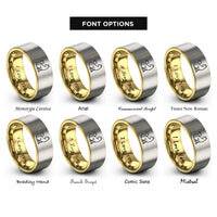 font options for inside engraving on gold & silver cat heart rings