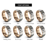 font options for inside engraving on rose gold & silver cat heart rings