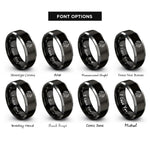font options for inside engraving on black & silver cat leaves wreath rings