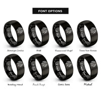 font options for inside engraving on black cat leaves wreath rings