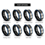 font options for inside engraving on black & blue & grey cat moon rings