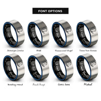 font options for inside engraving on black & blue & silver cat moon rings