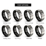 font options for inside engraving on black & gray cat moon rings