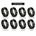 font options for inside engraving on black & silver cat mouse rings